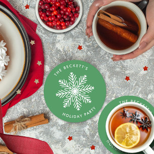Feierliche Weihnachtsfeier Snowflake Runder Pappuntersetzer