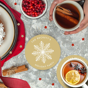 Feierliche Weihnachtsfeier Snowflake Runder Pappuntersetzer