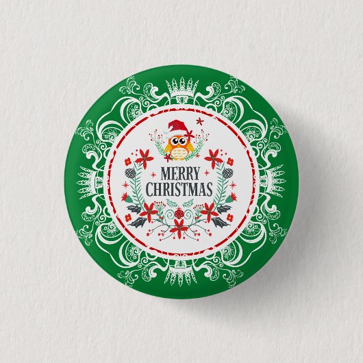 Feierliche Weihnachtsfeier und weiße Kronenrahmen Button (Vorderseite)