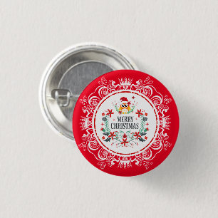 Feierliche Weihnachtsfeier und weiße Kronenrahmen Button