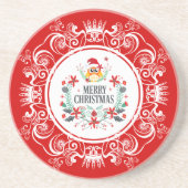 Feierliche Weihnachtsfeier und weiße Kronenrahmen Getränkeuntersetzer (Vorne)