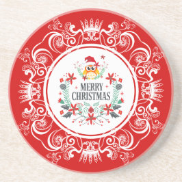 Feierliche Weihnachtsfeier und weiße Kronenrahmen Getränkeuntersetzer