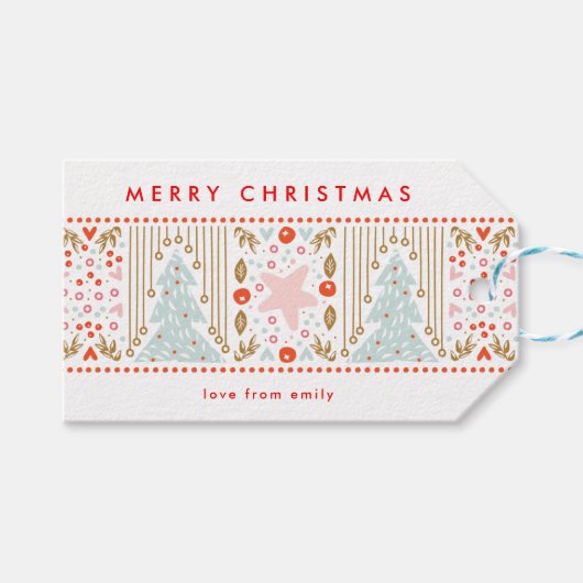 Feierliche Weihnachtsfeiertage Custom Geschenkanhänger (Vorderseite (Horizontal))