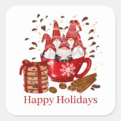 Feierliche Weihnachtsfeiertage-gnomes Quadratischer Aufkleber (Vorderseite)