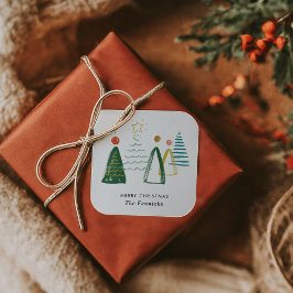 Feierliche Weihnachtsfeiertage im Wasser Quadratischer Aufkleber