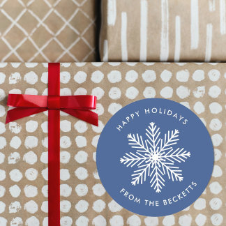 Feierliche Weihnachtsfeiertage mit Schneeflocken Runder Aufkleber