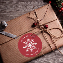 Feierliche Weihnachtsfeiertage mit Schneeflocken Runder Aufkleber