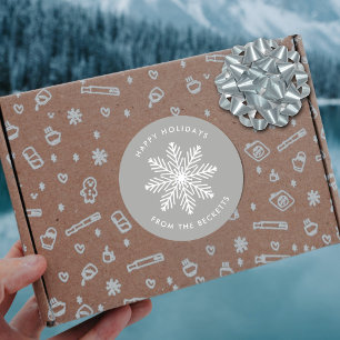 Feierliche Weihnachtsfeiertage mit Schneeflocken Runder Aufkleber