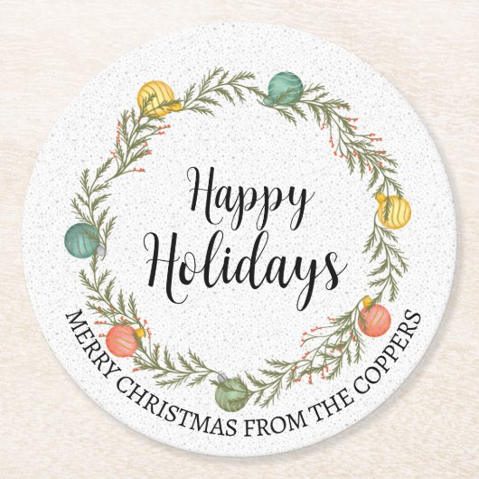 Feierliche Weihnachtsfeiertage Runder Pappuntersetzer (Vorderseite)