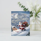 Feierliche Weihnachtsfeiertage Schneeabfahrt Postkarte (Stehend Vorderseite)