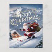 Feierliche Weihnachtsfeiertage Schneeabfahrt Postkarte (Vorderseite)