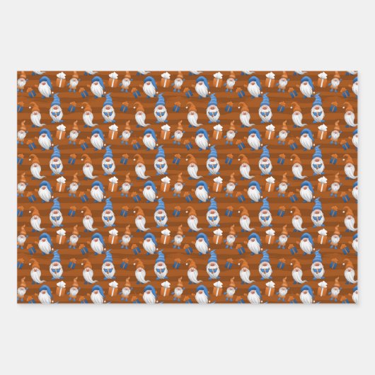 Feierliche Weihnachtsfeiertage-Zwerge-Fliesen Geschenkpapier Set (Vorderseite 2)