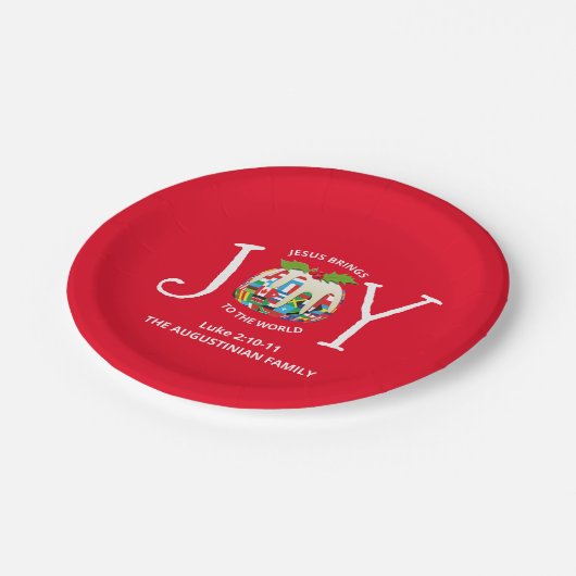 Feierliche Weihnachtsfreuden in der Welt Pappteller (Schrägansicht)