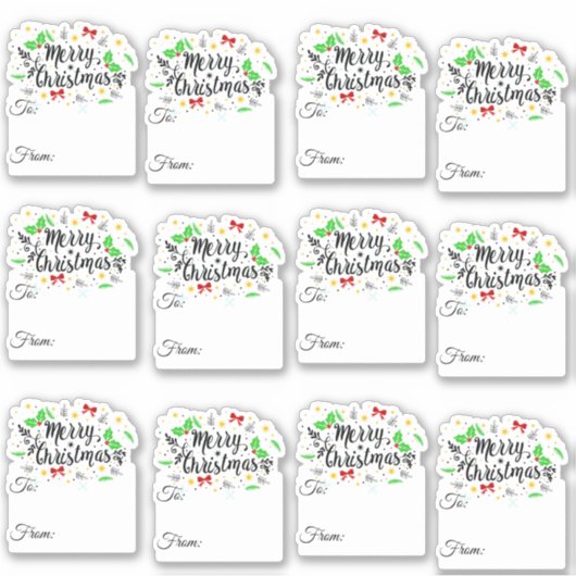 Feierliche Weihnachtsgeschenk-Tags Aufkleber (Vorderseite)