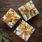 Feierliche Weihnachtsgrüße Collage Geschenkpapier Set