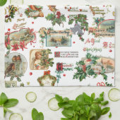 Feierliche Weihnachtsgrüße Collage White Geschirrtuch (Gefaltet)