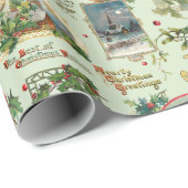 Feierliche Weihnachtsgrüße des Jahrgangs Collage G Geschenkpapier (Rolleneckpunkt)