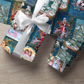 Feierliche Weihnachtskarte Collage-Blue BG Geschenkpapier