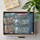 Feierliche Weihnachtskarte Collage-Blue BG Seidenpapier (Geschenk)