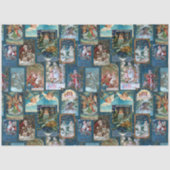 Feierliche Weihnachtskarte Collage-Blue BG Seidenpapier (Vorderseite)