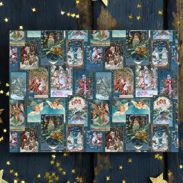 Feierliche Weihnachtskarte Collage-Blue BG Seidenpapier