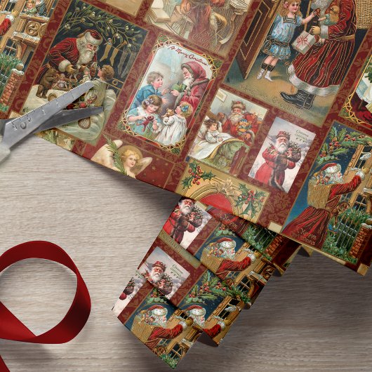 Feierliche Weihnachtskarte Collage-Red BG Geschenkpapier