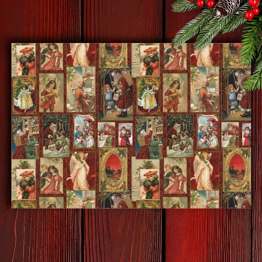 Feierliche Weihnachtskarte Collage-Red BG Seidenpapier