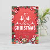 Feierliche Weihnachtskarte mit Rentierfreude Einladung (Stehend Vorderseite)