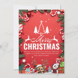 Feierliche Weihnachtskarte mit Rentierfreude Einladung