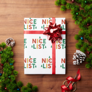 Feierliche Weihnachtsliste - farbenfrohe Typografi Geschenkpapier