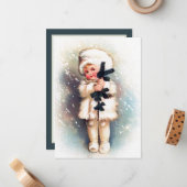 Feierliche Weihnachtsmädchen hinzufügen Stimmung Mitteilungskarte (Vorderseite/Rückseite Beispiel)