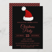 Feierliche Weihnachtsmannmütze, Schwarz-Rot-Party Einladung (Vorne/Hinten)