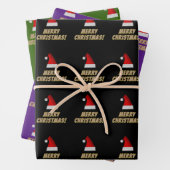 Feierliche Weihnachtsmannmütze + Strickte "NUR CHR Geschenkpapier Set (Beispiel)