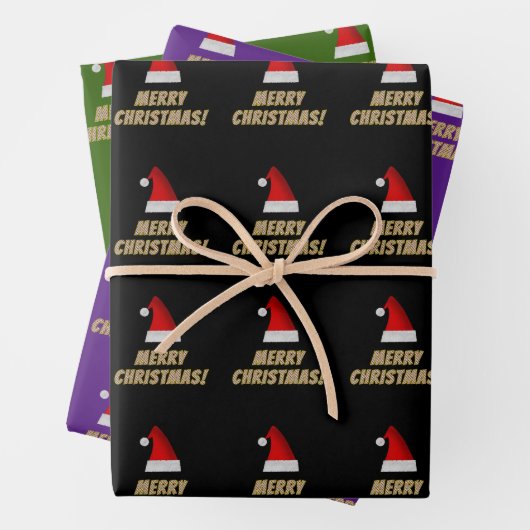 Feierliche Weihnachtsmannmütze + Strickte "NUR CHR Geschenkpapier Set (Beispiel)