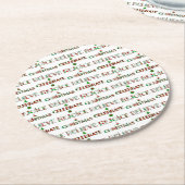 Feierliche Weihnachtstypografie Runder Pappuntersetzer (Angewinkelt)