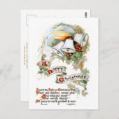 Feierliche Weihnachtszeit Text, Glocken und Holly Postkarte (Vorne/Hinten)