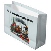 Feierliche Weihnachtszug hinzufügen Große Geschenktüte (Vorderseite Schrägansicht)