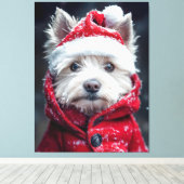 Feierliche Westie im Schnee Leinwanddruck (Insitu (Holzboden))