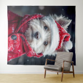 Feierliche Westie im Schnee Wandteppich (Beispiel (Horizontal))