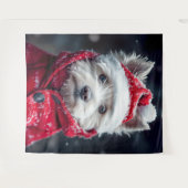 Feierliche Westie im Schnee Wandteppich (Vorderseite (Horizontal))