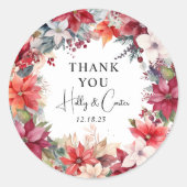 Feierliche Winter Florals Weihnachtsfeier Runder Aufkleber (Vorderseite)