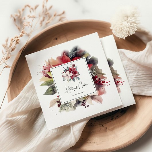 Feierliche Winter Florals Weihnachtsfeier Serviette