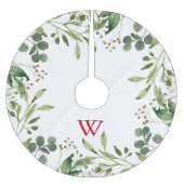 Feierliche Winter Greenery Holiday Monogram Polyester Weihnachtsbaumdecke (Vorderseite)