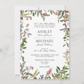 Feierliche Winter-Wildblume Berry Wedding Einladung (Vorderseite)