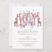 Feierliche Winterferien mit Waldtieren Einladung (Vorderseite)