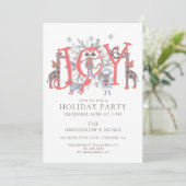 Feierliche Winterferien mit Waldtieren Einladung (Stehend Vorderseite)