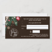 Feierliche Winterkränz-Logo Geschenkgutschein brau (Rückseite)