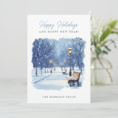 Feierliche Winterlandschaft für Ihr Logo Feiertagskarte (Stehend Vorderseite)