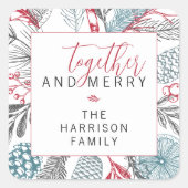 Feierliche Winterlandschaft Quadratischer Aufkleber (Vorderseite)