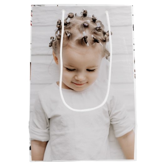 Feierliche Winterruhe Zwei Fotos Weihnachten Mittlere Geschenktüte (Rückseite)